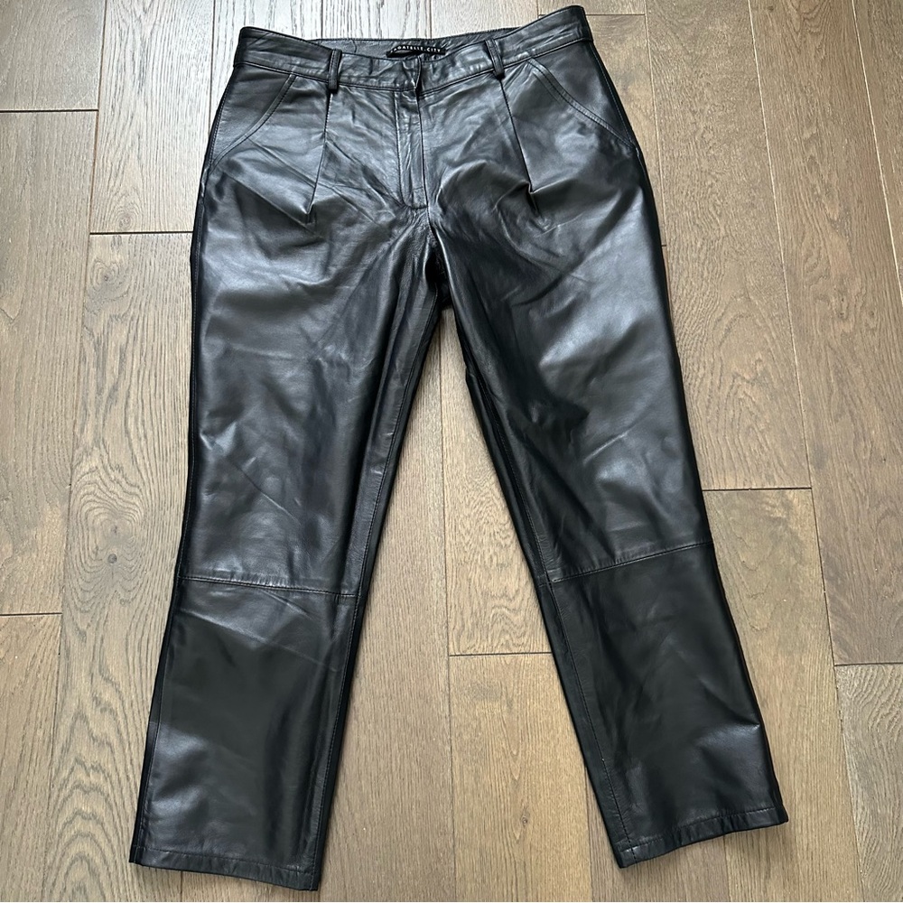 Bagatelle Black Genuine Leather Women's Cropped Pants Size M